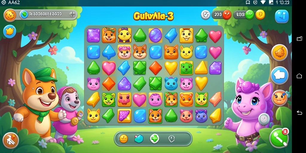 Tampilkan gameplay seru dari game Match-3 AA62.