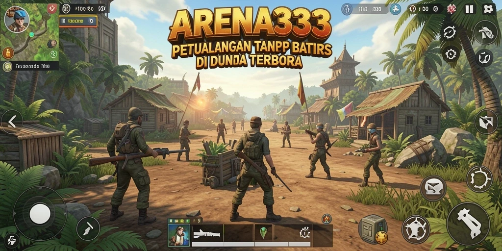 Tangkapan layar gameplay ARENA333 dengan eksplorasi dunia terbuka.