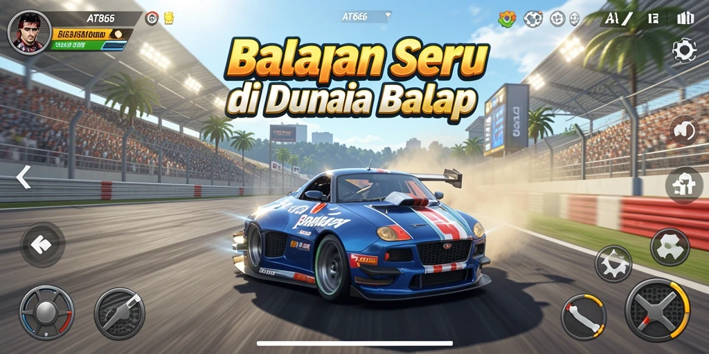 Tangkapan layar utama AT866 menampilkan aksi balapan yang mendebarkan.