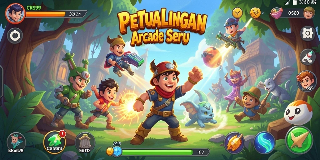 Tampilan gameplay seru dari game CRS99 yang penuh warna.