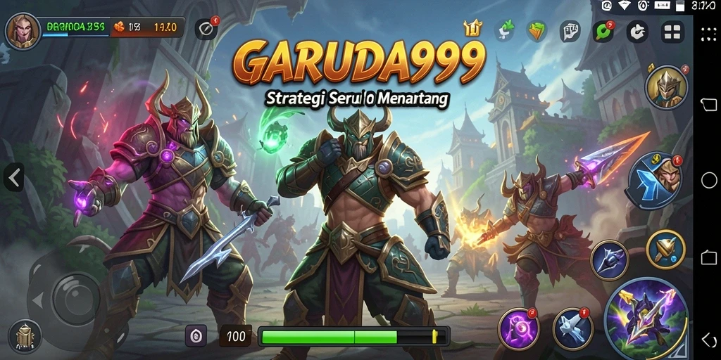 Tangkapan layar GARUDA999 menampilkan pertempuran taktis antar unit strategi.