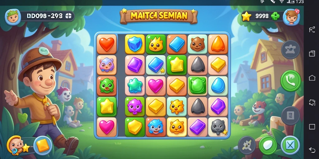 Screenshot ID098 menunjukkan keseruan gameplay Match-3 yang menantang.