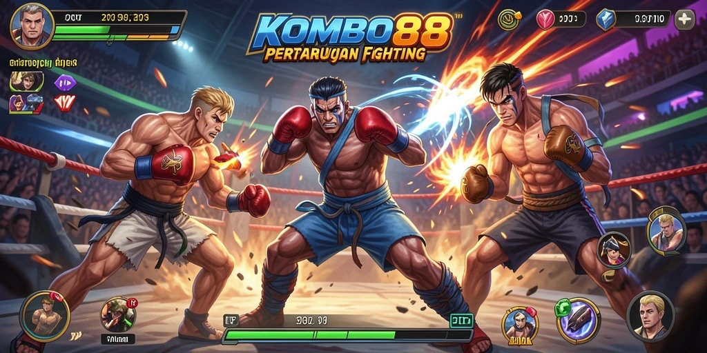 Tampilan gameplay menegangkan dengan aksi bertarung yang mendebarkan.