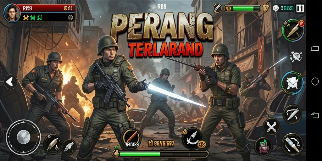 Tangkapan layar utama RR89 yang menunjukkan aksi seru dalam pertarungan.