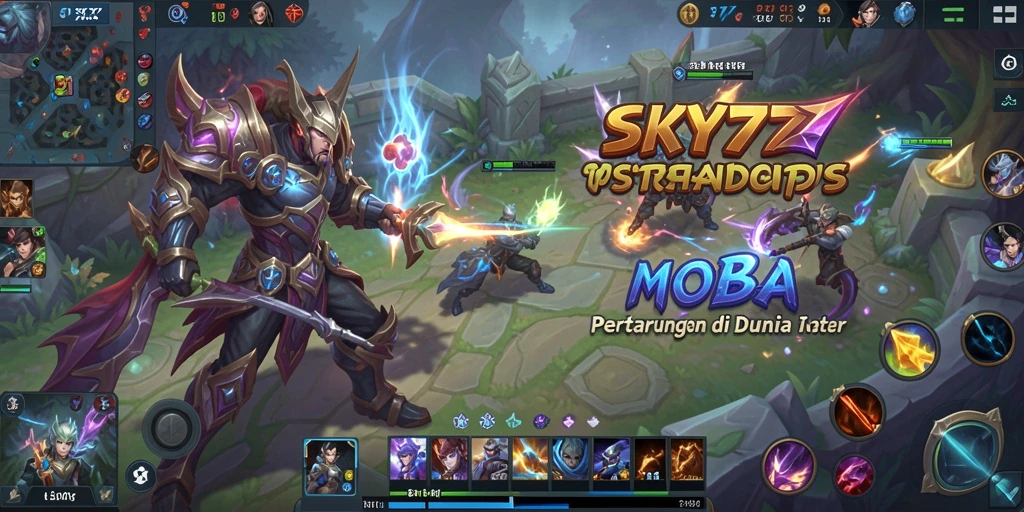 Tangkapan layar menunjukkan pertempuran seru dalam game MOBA.